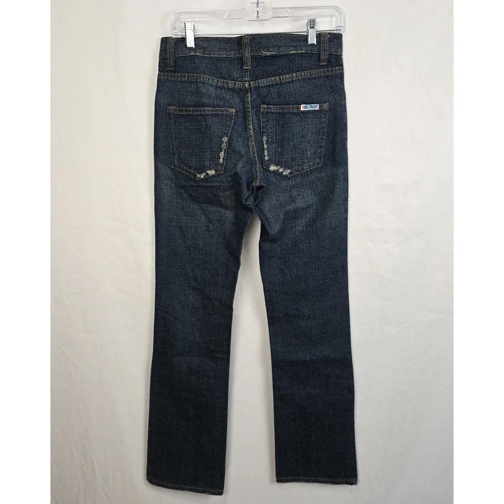 Detroit Denim Button Fly Jeans Men's 28 x 31 Blue Dark Wash Distressed EUC